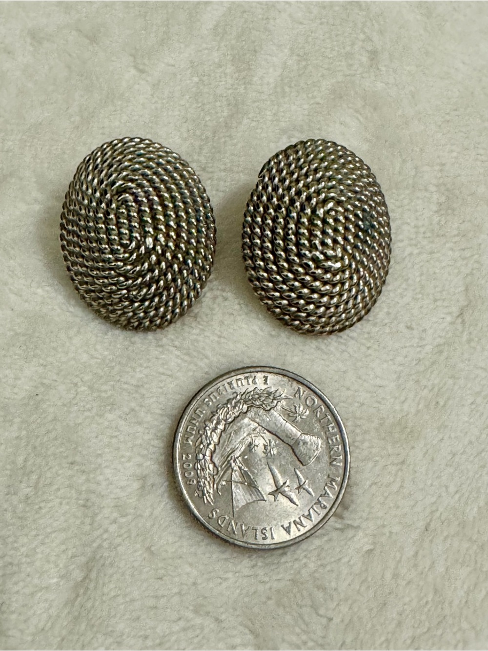 Source Unknown Silver-Tone Twisted Rope Oval Clip Earrings